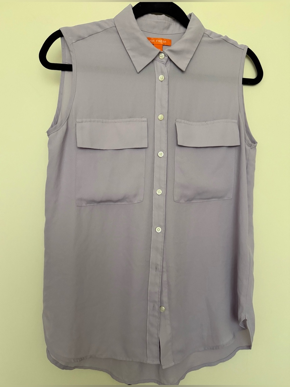 Joe Fresh Sleeveless Collar Button-Down Shirt Lavender Pale Lilac S EquipmentFR
